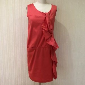 Marni Coral Ruffle Cotton Dress Size 36
